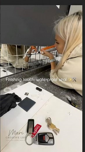 Finishing the Mirror Tile Backsplash ✨ #diyhome #kitchenmakeover