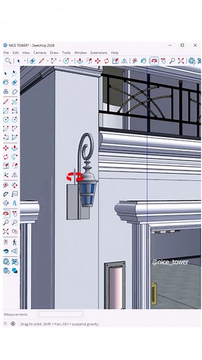124K views · 1.9K reactions | SketchUp wall lamp design ✨ A simple yet elegant 3D model created to add a classic touch to architectural details. Modeled and rendered in SketchUp 2026. . #SketchUp #3DModeling #LampDesign #ArchitecturalDetails #nicetower | Nice Tower Pro | Facebook