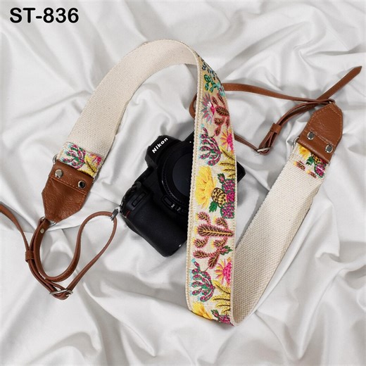 Leather Camera Strap Photographer Gift Adjustable Camera Neck Strap Embroidery Sling DSLR Camera Accessories Brown Gift Boyfriend, Sister - Etsy