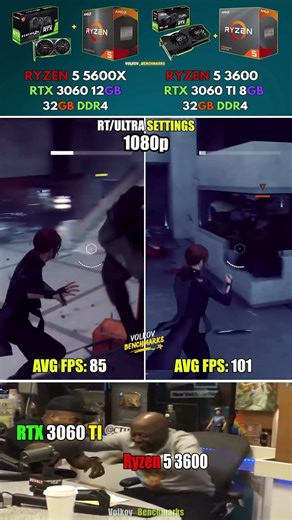 Ryzen 5 3600 + RTX 3060 Ti vs Ryzen 5 5600X + RTX 3060 – Which One Wins? #pcgaming