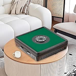 Portable Automatic Mahjong Game Set - Foldable Handheld Mahjong Table with 144 Magnetic Tiles for Chinese & Filipino Style, Compact Travel Design for Adults & Seniors (Black)