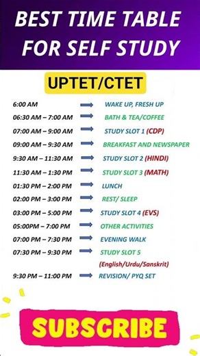 Best Time Table for Self Study #study #upsc #uptet #ctet #syllabus #shorts #uptet2025 #motivation