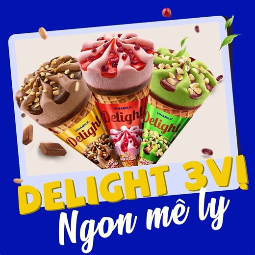 ✨ Kem Ốc quế Delight với 3 lựa chọn hấp dẫn mang đến vị ngon mê ly khó cưỡng: 🤎 Socola đậu phộng – Socola nguyên chất, ngon ngây ngất ❤️ Dâu nam việt quất – Trái cây tươi mới, đời thêm phơi phới 💚 Matcha đậu đỏ - Matcha thanh mát, xua tan cơn khát Hãy thưởng thức mùi vị tuyệt vời của kem Ốc quế Delight ngay nào! #kemocquevinamilk #ngonmely | Vinamilk