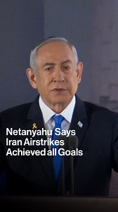 Israeli Prime Minister Benjamin Netanyahu spoke Sunday about Saturday's airstrikes against Iran. He said the strikes "severely harmed" Iran and that the attacks "achieved all its goals." https://trib.al/EmYmhDG | Bloomberg