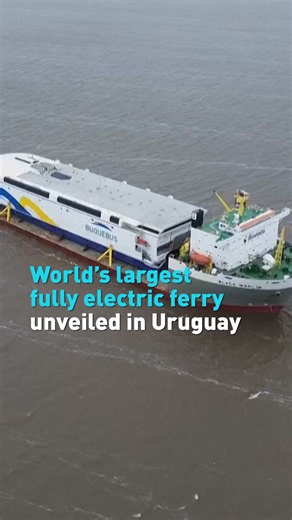 The China Zorrilla, described by Uruguayan shipping company Buquebus as the world’s largest fully electric ferry, was unveiled in Uruguay on Saturday, Sept. 12. Built in Tasmania, the 130-meter-long vessel can carry up to 2,100 passengers and 225 vehicles. It is set to enter commercial service between Buenos Aires and Colonia del Sacramento. Its name honors Uruguayan actress Concepcion