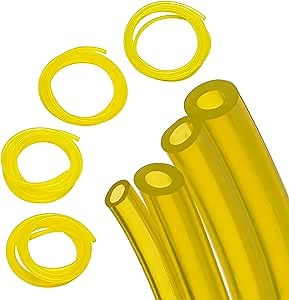 (4 Sizes) 2-Stroke Garden Power Tools Fuel Line Replacement Kit. Fuel Hose Fuel Tube for String Trimmer Chiansaw Blower Power Tools with Small Engine, Nitro Engine. (Yellow, 4ft each)