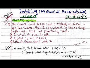 Unit-3|Probability|Lecture-2|5Marks all nunerical|Probability & Statistics BE 4th. PU PoU TU KU