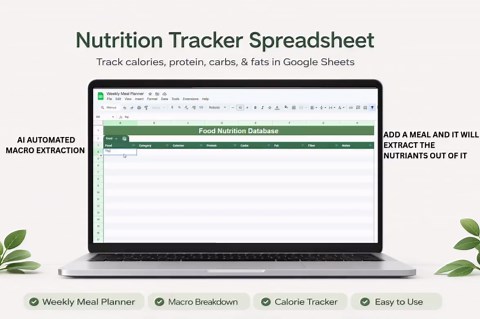 AI Food Nutrition Tracker Spreadsheet |meal Planner Google Sheets | Fitness Diet Tracker Template - Etsy