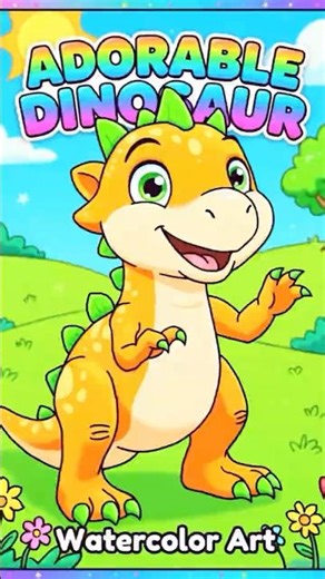Adorable Watercolor Dinosaur Painting 🌟 Cute Sunny Dino Art (Requested by Elijah!)
