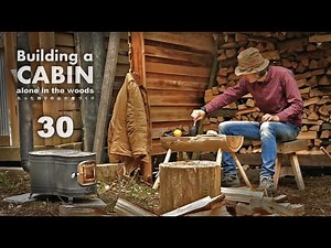 Building a cabin with improvisations 30 “porch railing and log splitting”