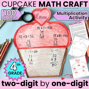 4th Grade Cupcake Math Craft Valentines Day Multiplication Activities Worksheets