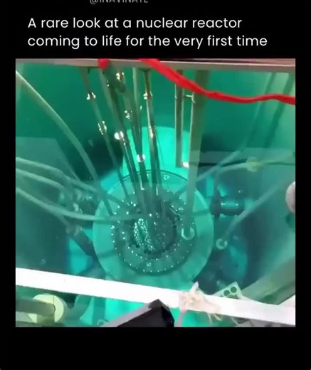 The post explains that the blue glow in the reactor video is Cherenkov radiation, produced when high‑energy charged particles move through water faster than light can travel in that medium, creating… | Science