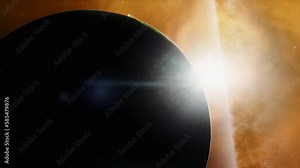 Alien Planet with Aurora inside a Nebula, Space Flight with Star View, 4K