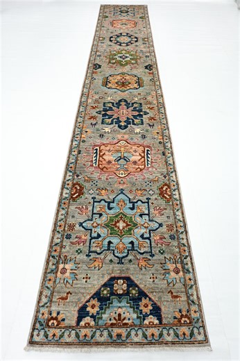 14 Ft Oriental Gray Hallway Runner Rug, Hand Knotted Veg Dye Wool Rug, Living Room Rug, Afghan Home Entry Rug, 2'9x14'3 - Etsy
