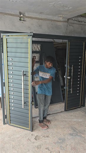 SS + MS Folding Main Gate Design 🔥 Modern Stainless Steel Gate Fabrication #shorts