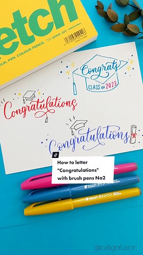 Creative Ways to Write 'Congratulations' with Brush Pens for Graduation Cards