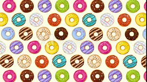 Colorful doughnuts seamless pattern moving cartoon background animation 4k background