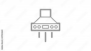 Black line Kitchen extractor fan icon isolated on white background. Cooker hood. Kitchen exhaust. Household appliance. 4K Video motion graphic animation