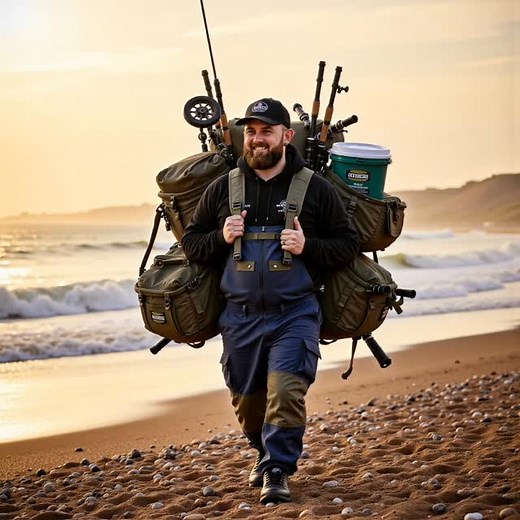 Carrying too much gear down Chesil Beach should be classed as an extreme sport. You start off full of energy, thinking, “I’ll bring a spare rod, a few extra leads, maybe the big tripod… just in case.” Ten minutes later, you’re halfway down the shingle, sweating, sliding, and questioning why you ever thought this was a good idea. By the time you reach the waterline, your legs are on fire, your shoulders are wrecked, and you still have to set up. Then, of course, you end up using the same two rigs
