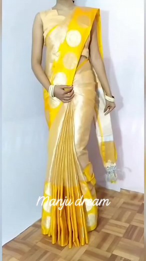 Tissue silk saree draping tricks watch full video my youtube &fb page 👉 Manju dream | Manju dream