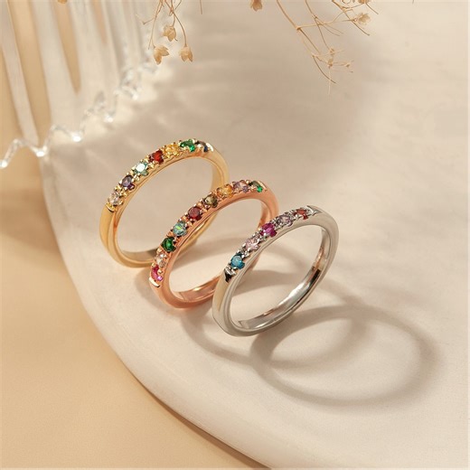 Custom Birthstone Ring - Custom Multi-stone Rings - Birthstone Ring Stackable - Personalized Family Ring- Family Christmas Gifts for Grandma - Etsy