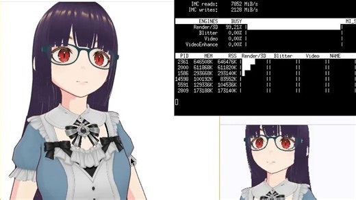 [gentoo linux] vroid初试，摄像头动作捕捉实时渲染vaapi加速测试