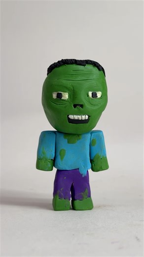OMG! MINECRAFT ZOMBIE from CLAY 🧟‍♂️ #minecraft #plasticine #halloween2025 #clay #satisfying