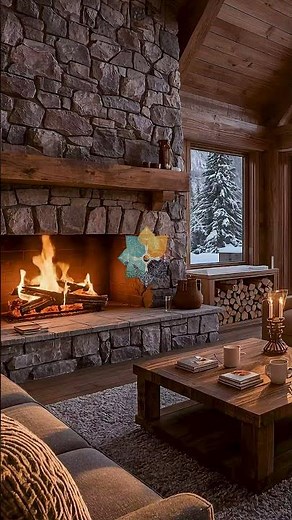 Cozy Mountain Cabin Fireplace 4K🔥Crackling Fire Winter Sunset | Sleep, Study, Meditation | 4 Hours
