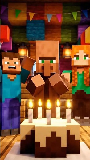 Minecraft Villager Birthday Party🎂🎈| Cute Animation #minecraft #minecraftshorts #minecraftanimation