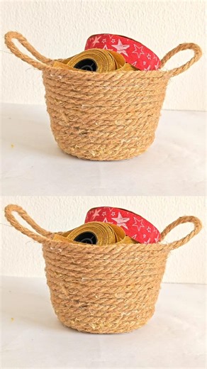 Diy Jute Rope Basket 🧺 Handmade Decor #diy #craft #viral #trending