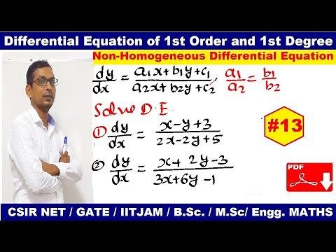 #13 Non Homogeneous differential Equation 1st order and 1st degree | solve dy/dx=(x-y+3)=(2x-2y+5)