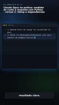 Claude Opus na pratica: medidor de custo e resposta com Python - versao 2: Setup e dependencias