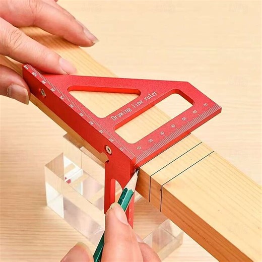 3D Multi-Angle Measuring Ruler Speed Square Layout Ruler Aluminium Alloy Portable Woodworking Construction Building Tool 11 cm 45/90