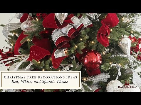 Christmas Tree Decorations Ideas | Red, White, and Sparkle Theme