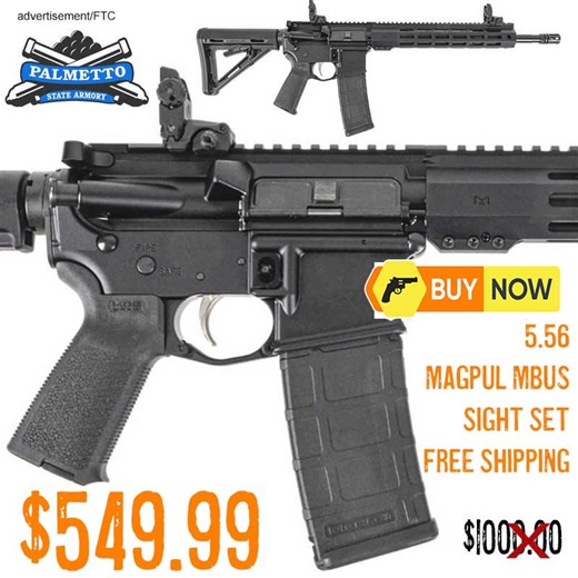PSA Mid-Length 5.56 Hex M-Lok MOE EPT Rifle w/MBUS Sight Set $549.99 FREE S&H