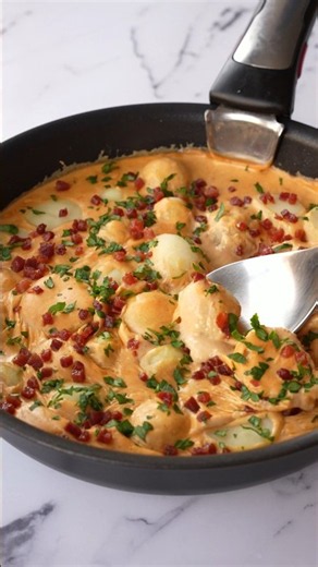 Creamed potatoes with ham #recipes #easyrecipes