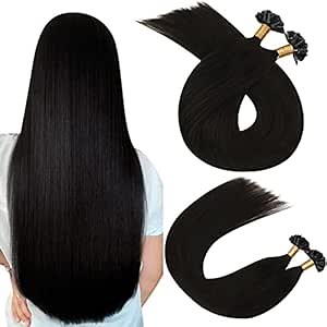 Ugeat U Tip Hair Extensions 18 Inch Nail Tip Human Hair Extensions #2 Darkest Brown Hot Fusion Hair Extensions Human Hair 1g/strand Pre Bonded Hair Extensions 50 Grams