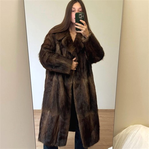 Vintage Full-length Brown Mink Fur Coat | Real Mink Long Coat With Shawl Collar | Luxury Winter Fur Jacket | Medium Size | Classic 90s Coat - Etsy