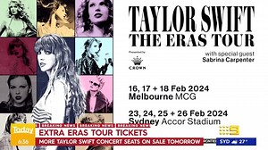 #BREAKING: More Aussies Swifties can prepare to Shake it Off, with extra Eras Tour tickets going on sale tomorrow. HOW TO SECURE TICKETS: https://nine.social/qyX #9News | WATCH LIVE 6pm | 9 News Sydney