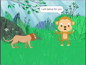 Broadcast block in Scratch | Interaction between Lion and Monkey in Scratch | Scratch Tutorial
