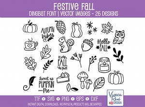 Festive Fall Dingbats Font: Hand-drawn SVG Icons for Crafts (digital Download) - Etsy UK