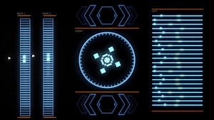 Target scanner with radar rotation, display computer data, high tech concept. Animation. Close up for laptop screen and running program.