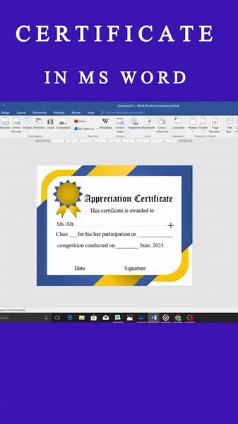 How to make Certificate in MS Word #shorts