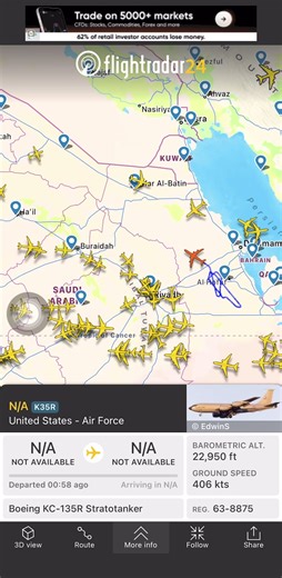 Increased U.S. Air Traffic in the Middle East