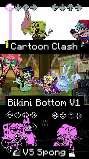SpongeBob FNF Mods Evolution: Cartoon Clash vs Bikini Bottom V1 vs VS Spong - Which Is Best? #Short