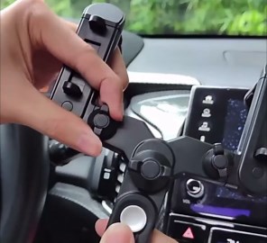 Rearview Mirror Phone Holder for Car, 360°Rotatable and Retractable Multifunctional, Four Corners Fixed Anti-Shake Design