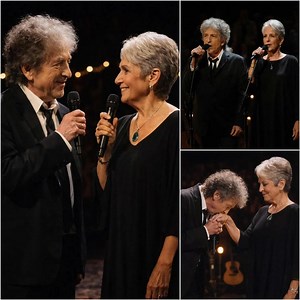 Deeply moving was Joan Baez's performance of "Blowin' in the Wind" with her soulmate, Bob Dylan—a moment where a song became a pure testament to love. No lights, no production—just two hearts intertwined in devotion. His warm and unwavering presence provided the foundation for her legendary, sublime performance, reminding everyone of the simple power of a timeless love story. It was intimate, elegant, and quiet yet astonishing, awakening the soul from the very first note. Watch here: https://vas