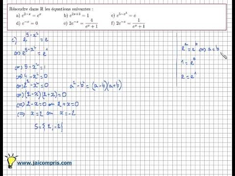 Fonction exponentielle Exercice: Résoudre des équations avec des exponentielles - première spé maths
