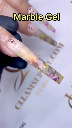 How to Create Marble Gel Nails❤️ Quick and Efficient 🔥Using CL200 Lacquer, Gold Leaf Flakes 🌟 #tutorialnails #nailart #naildesign #nailsnailsnails #nail | Cllamsupply.com
