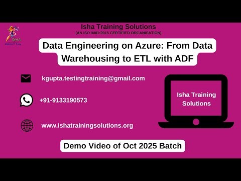 Azure: From Data Warehousing to ETL with ADF Demo video on 15th oct 2025 on+91-9133190573 to enroll